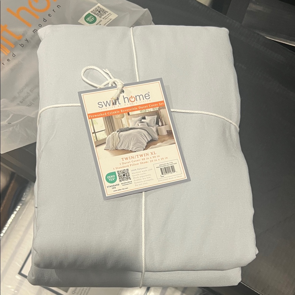 Light Gray Duvet Cover Set new TWIN BLUE